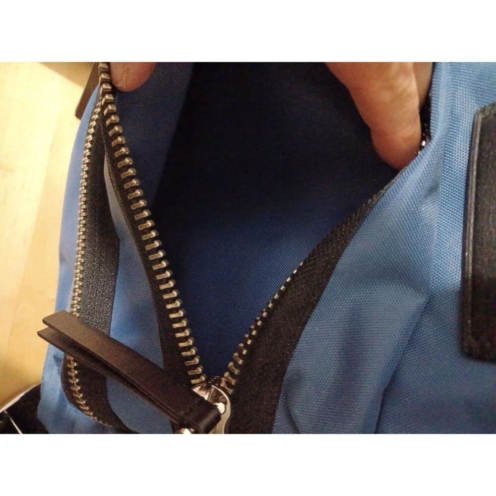 Marc Jacobs Womens Leather Trim Nylon Zip Backpack Black Blue